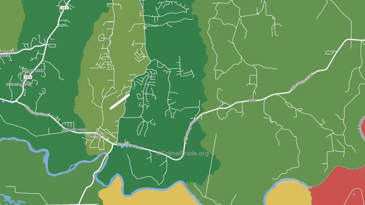 Ware, AL Map of Drug-Related Crime Rates