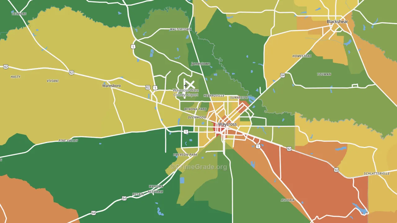 Ware County, GA Map of Drug-Related Crime Rates