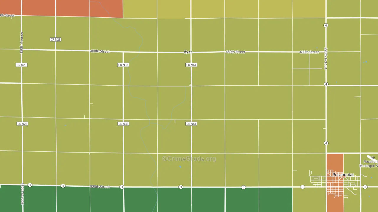 Ware, IA Map of Drug-Related Crime Rates
