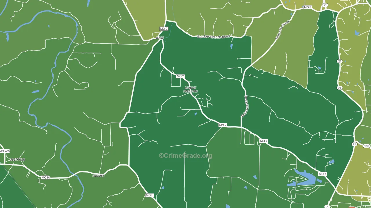 Ware, MO Map of Drug-Related Crime Rates
