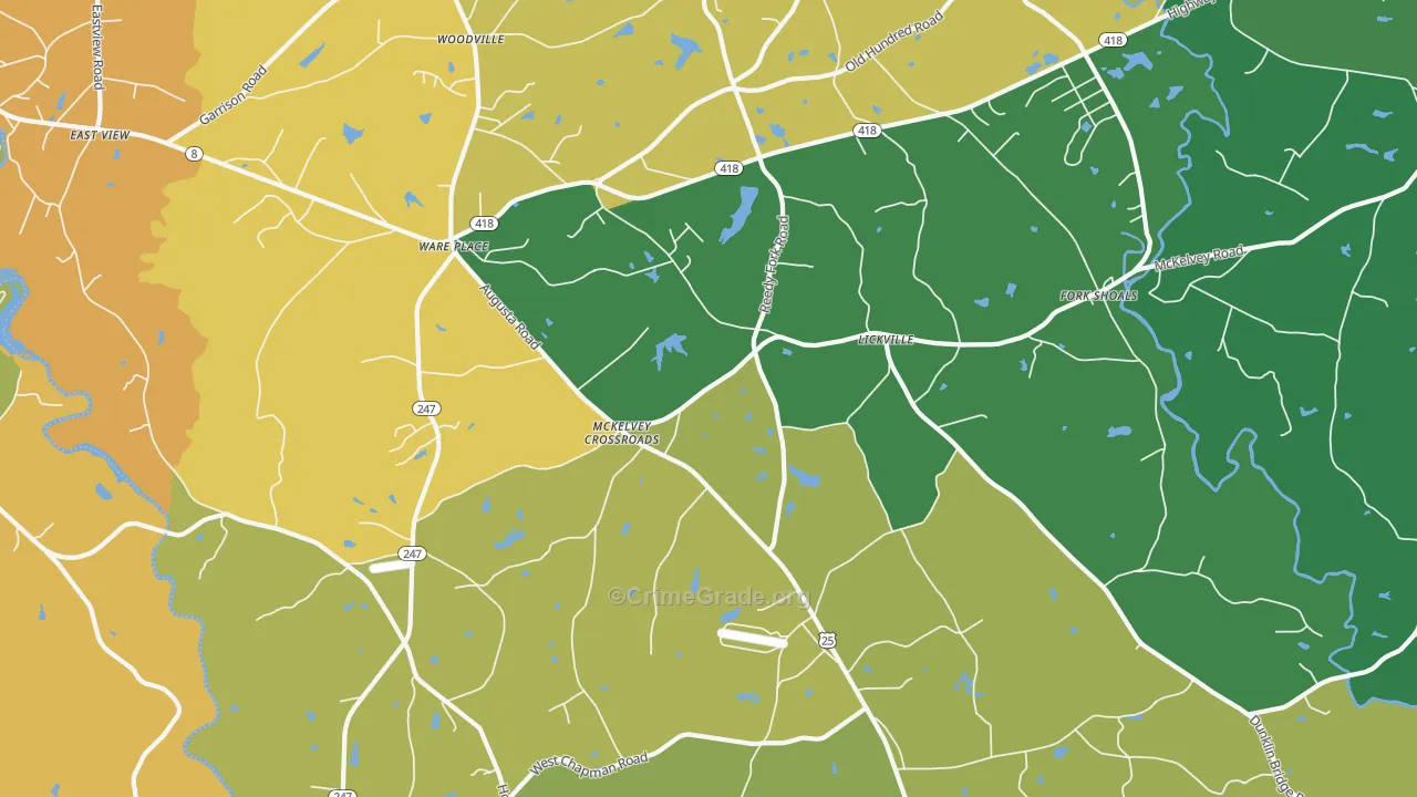 Ware Place, SC Map of Drug-Related Crime Rates