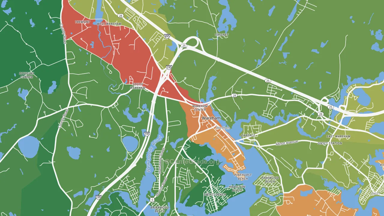 Wareham, MA Map of Drug-Related Crime Rates