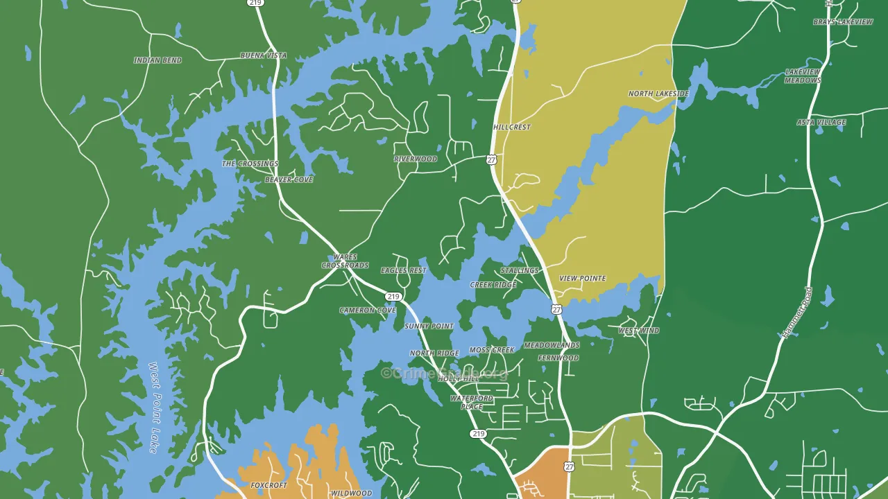 Wares Crossroads, GA Map of Drug-Related Crime Rates