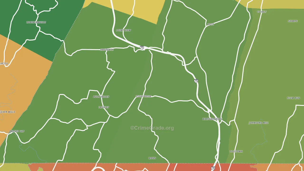 Warfordsburg, PA Map of Drug-Related Crime Rates