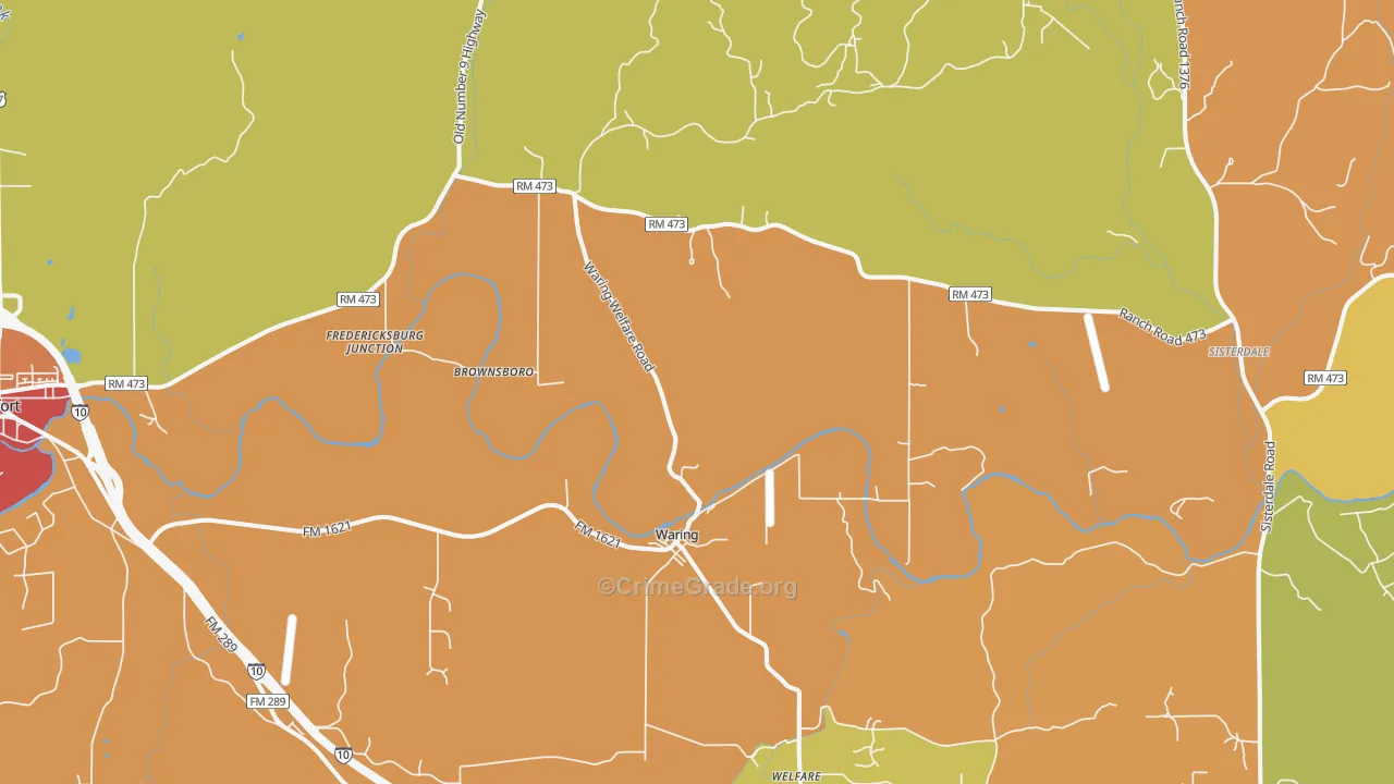 Waring, TX Map of Drug-Related Crime Rates