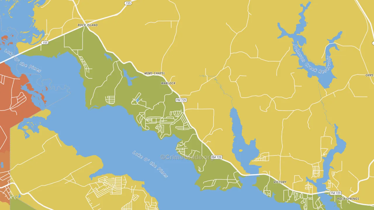 Warlock, TX Map of Drug-Related Crime Rates