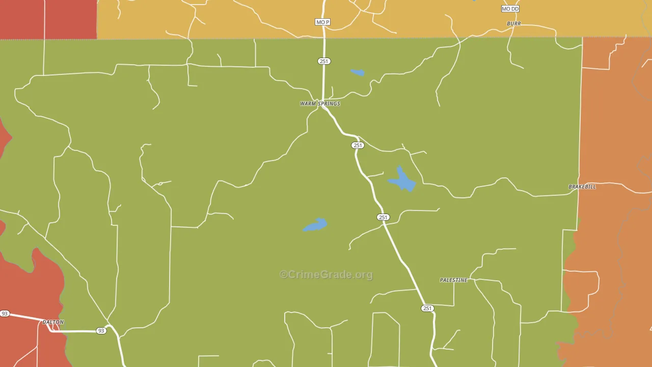 Warm Springs, AR Map of Drug-Related Crime Rates