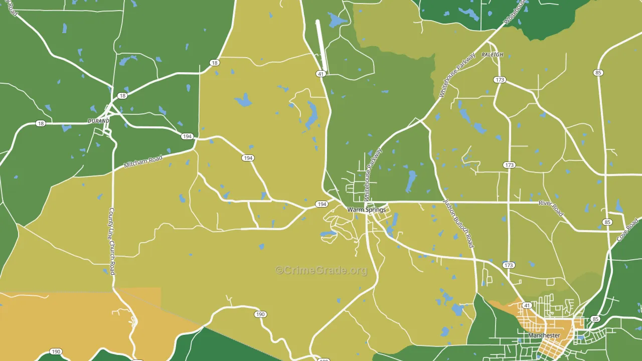 Warm Springs, GA Map of Drug-Related Crime Rates
