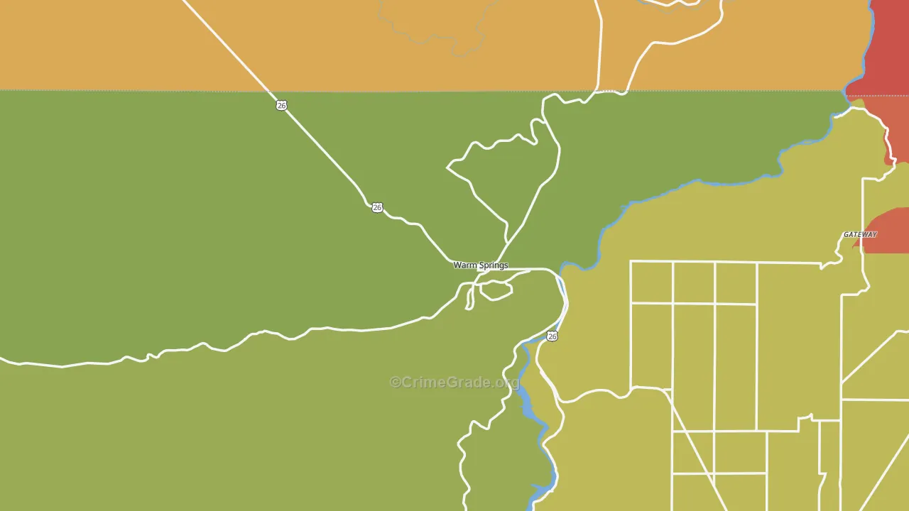Warm Springs, OR Map of Drug-Related Crime Rates