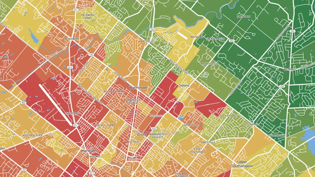 Warminster, PA Map of Drug-Related Crime Rates