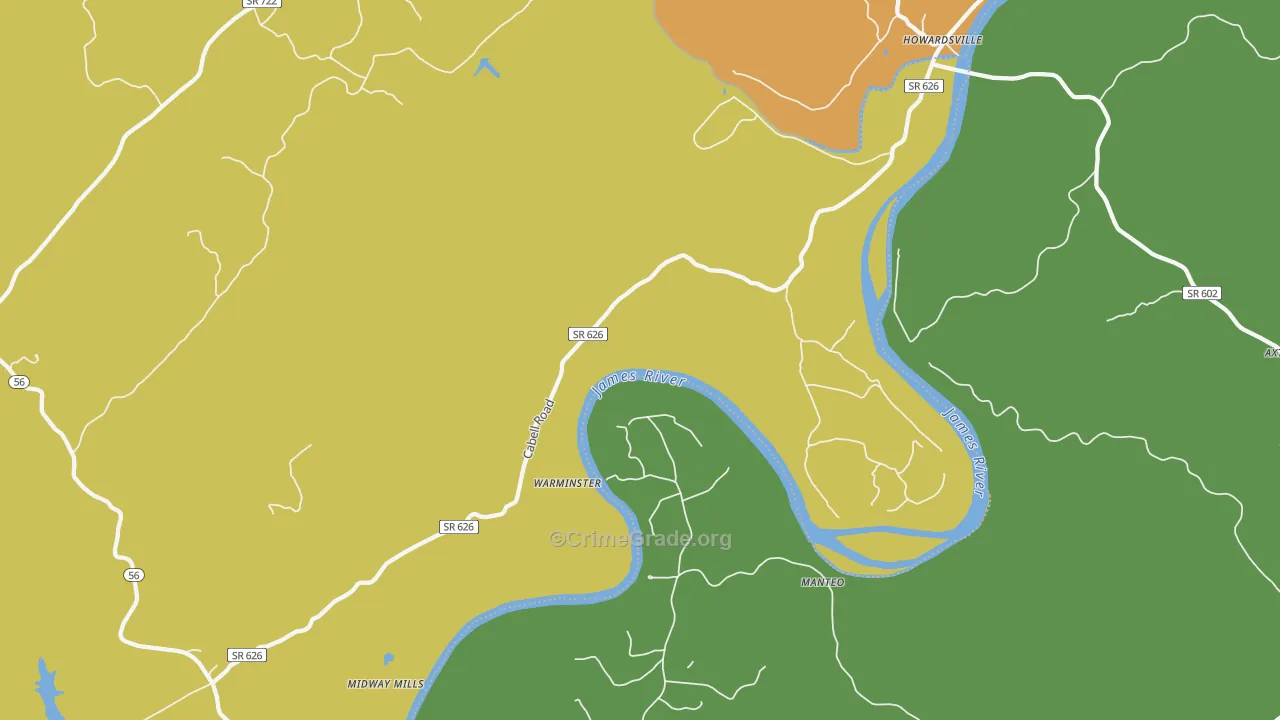 Warminster, VA Map of Drug-Related Crime Rates