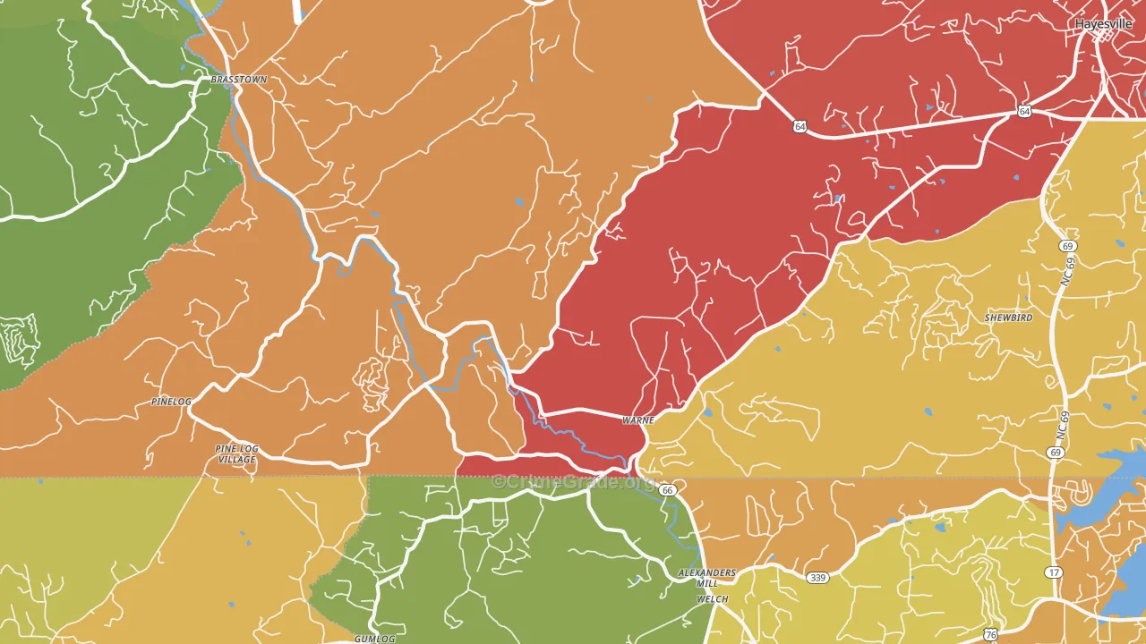 Warne, NC Map of Drug-Related Crime Rates