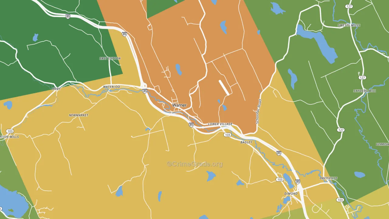 Warner, NH Map of Drug-Related Crime Rates