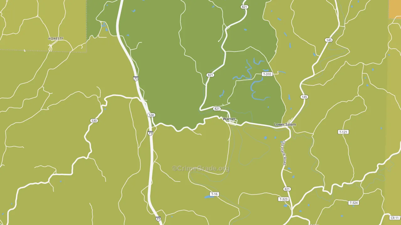 Warner, OH Map of Drug-Related Crime Rates