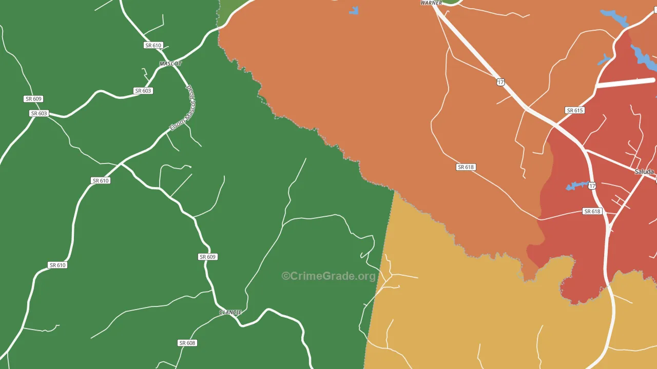 Warner, VA Map of Drug-Related Crime Rates