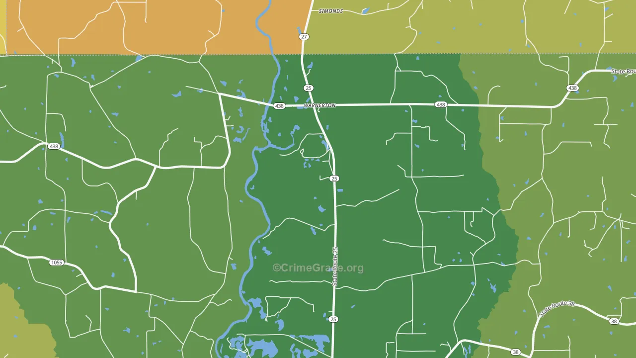 Warnerton, LA Map of Drug-Related Crime Rates