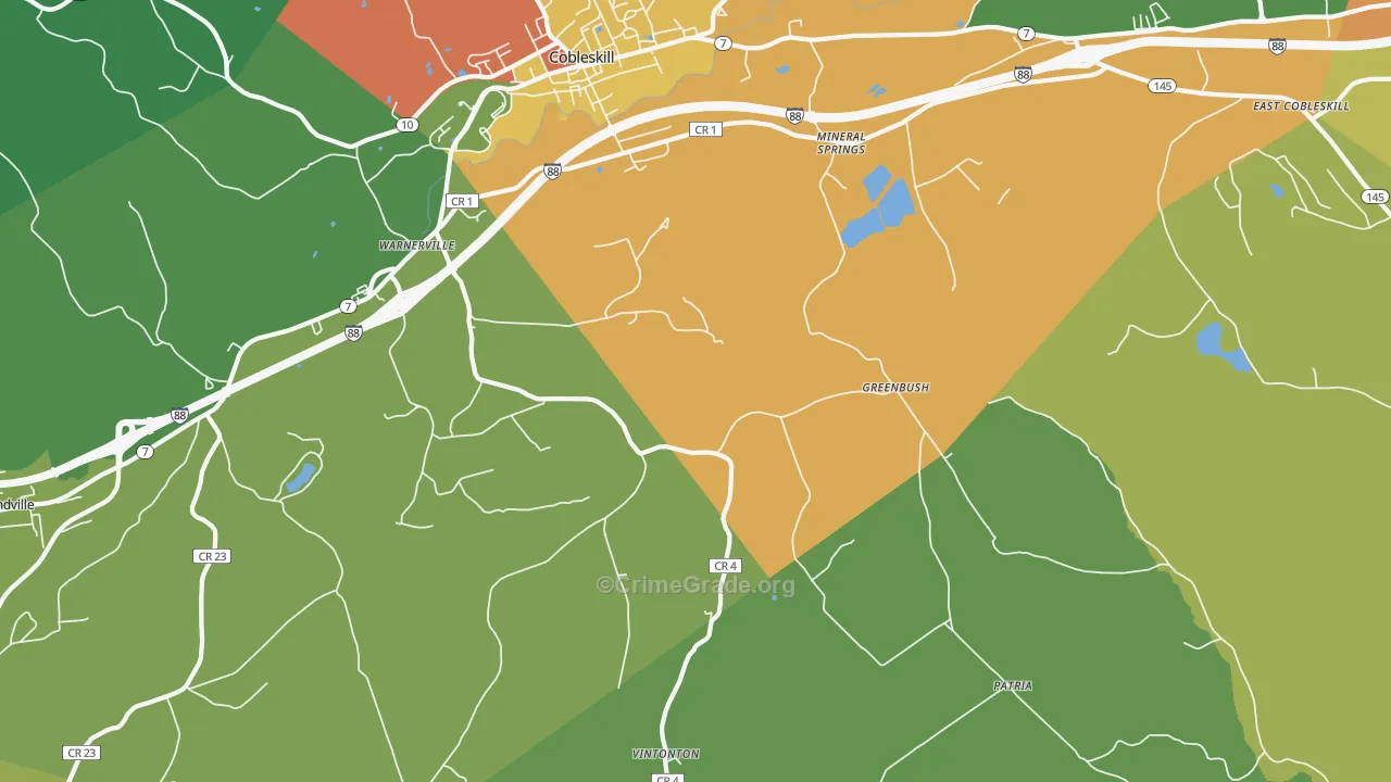 Warnerville, NY Map of Drug-Related Crime Rates