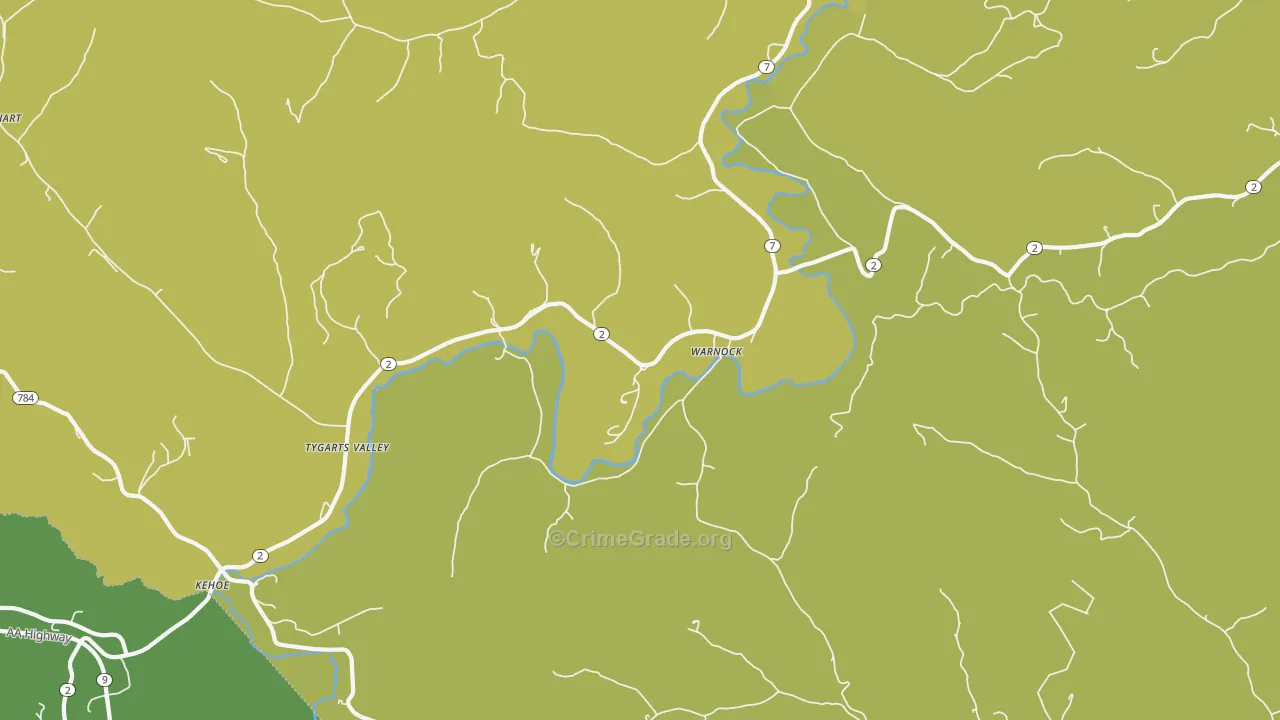 Warnock, KY Map of Drug-Related Crime Rates