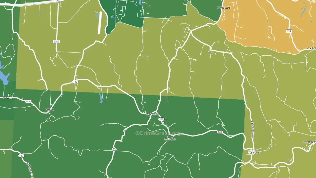 Warnock, OH Map of Drug-Related Crime Rates
