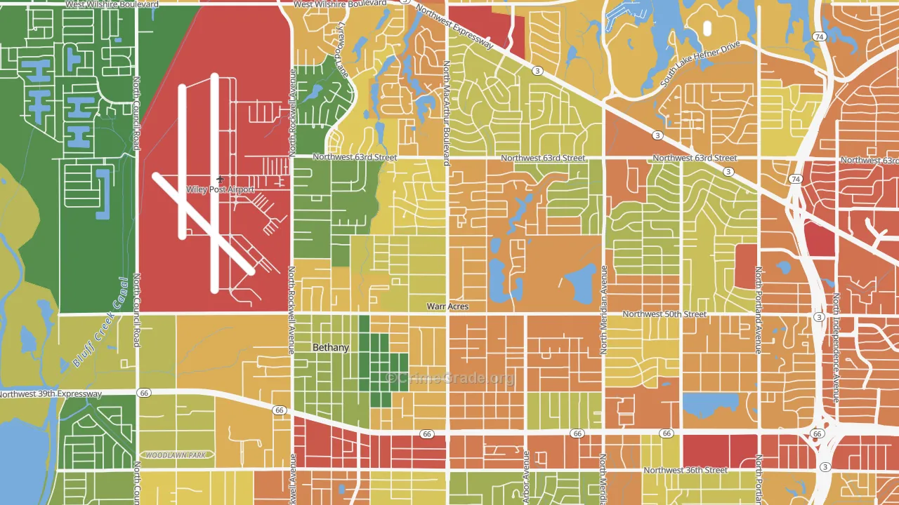 Warr Acres, OK Map of Drug-Related Crime Rates