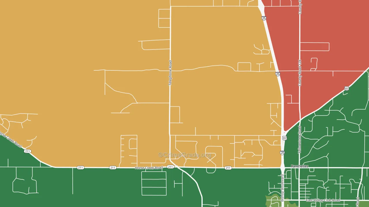 Warren Air Force Base, WY Map of Drug-Related Crime Rates