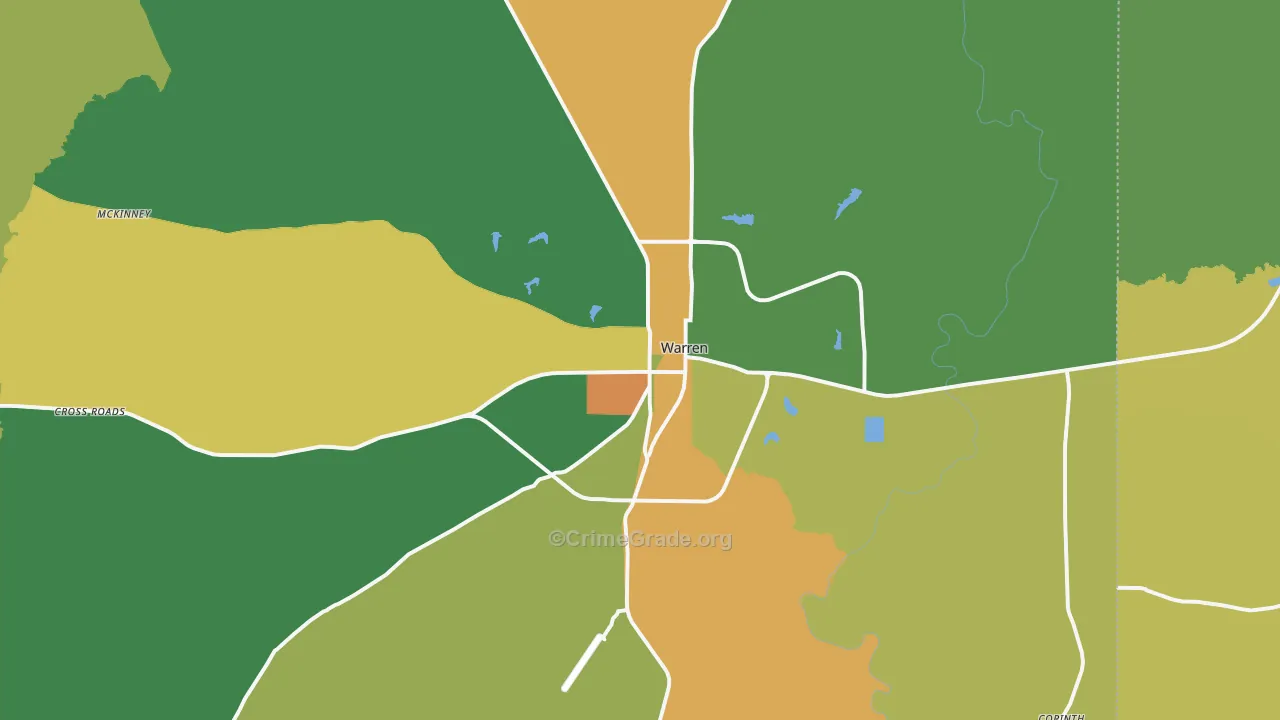 Warren, AR Map of Drug-Related Crime Rates