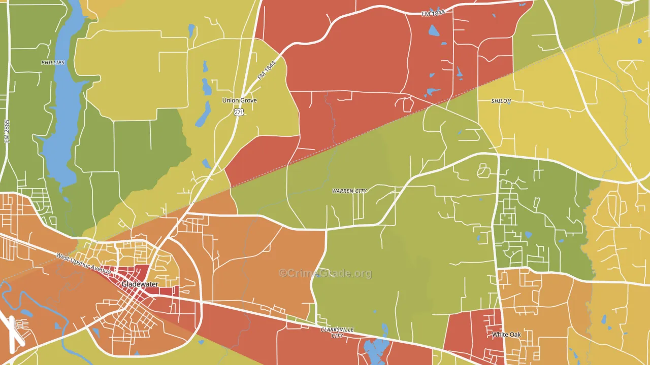 Warren City, TX Map of Drug-Related Crime Rates