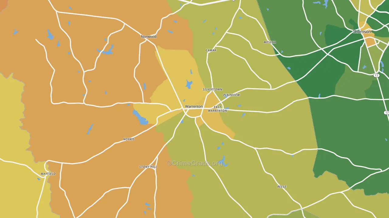 Warren County, GA Map of Drug-Related Crime Rates