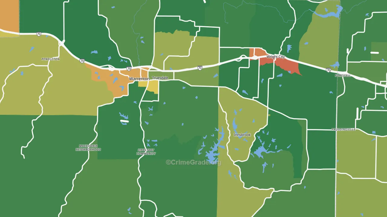 Warren County, MO Map of Drug-Related Crime Rates