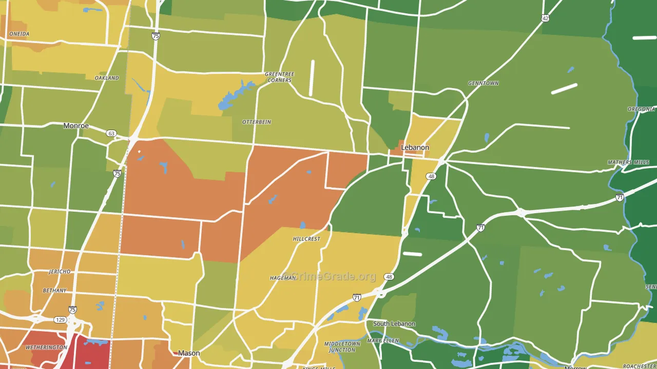 Warren County, OH Map of Drug-Related Crime Rates