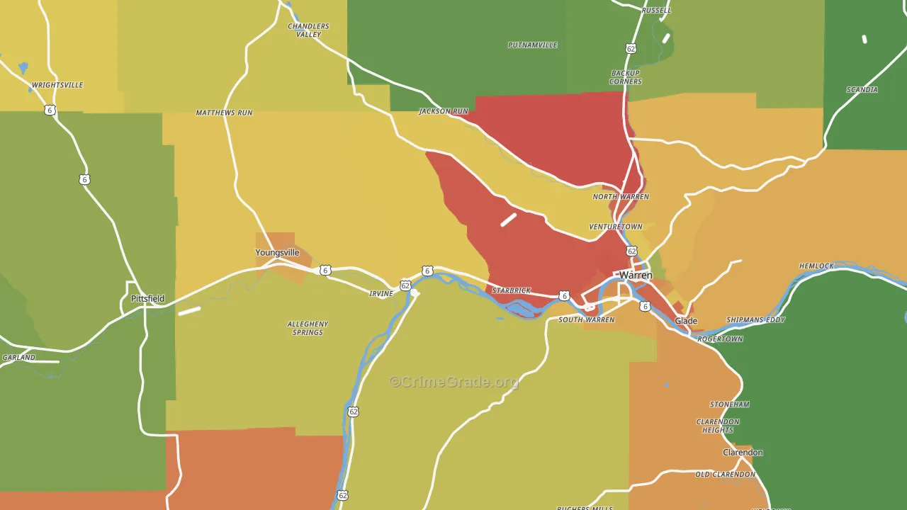 Warren County, PA Map of Drug-Related Crime Rates