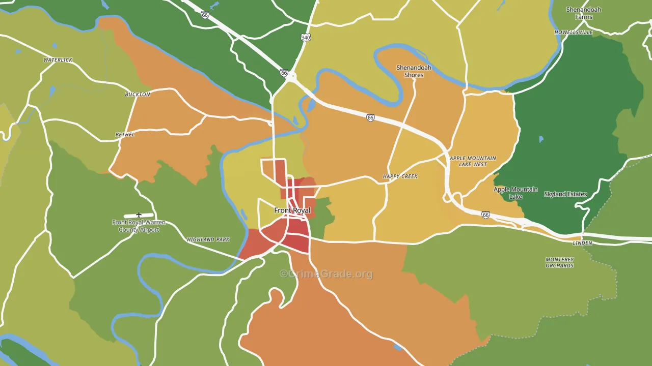 Warren County, VA Map of Drug-Related Crime Rates