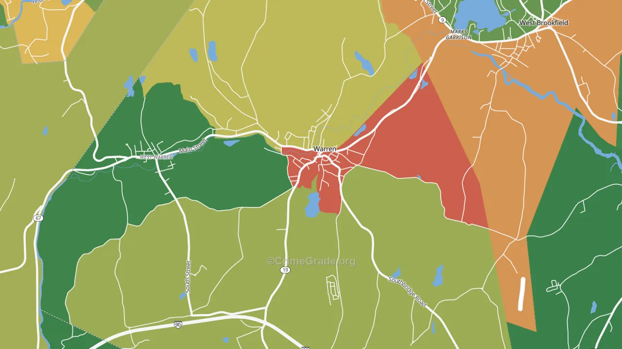Warren, MA Map of Drug-Related Crime Rates