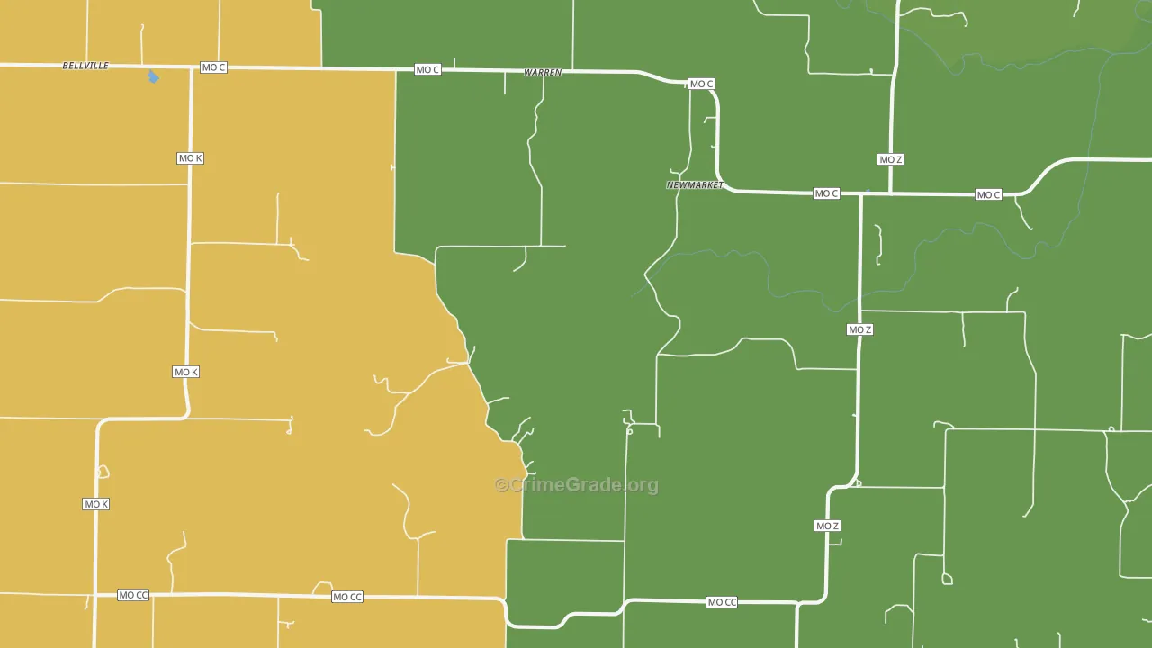 Warren, MO Map of Drug-Related Crime Rates