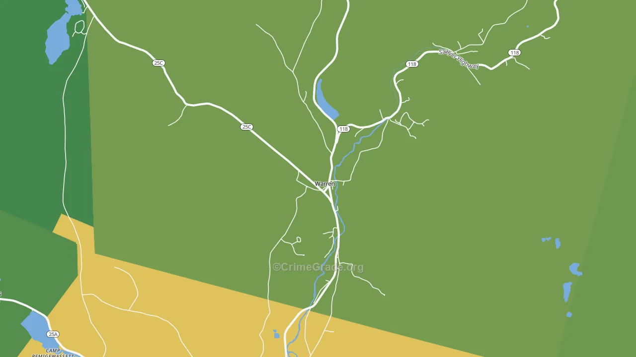 Warren, NH Map of Drug-Related Crime Rates