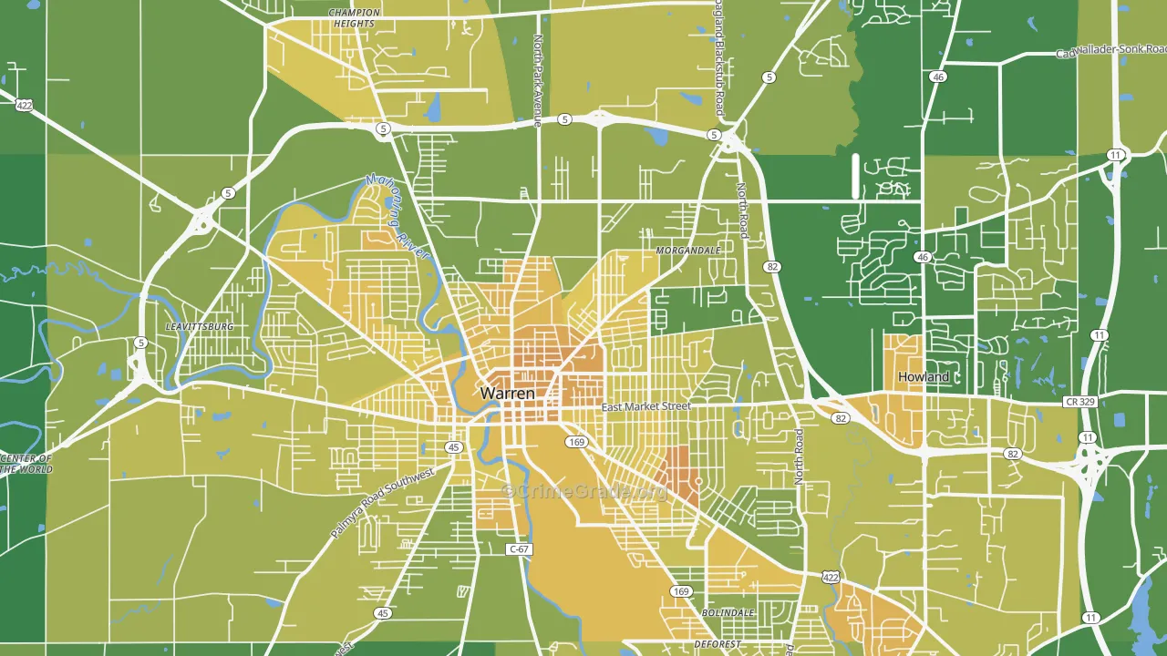 Warren, OH Map of Drug-Related Crime Rates
