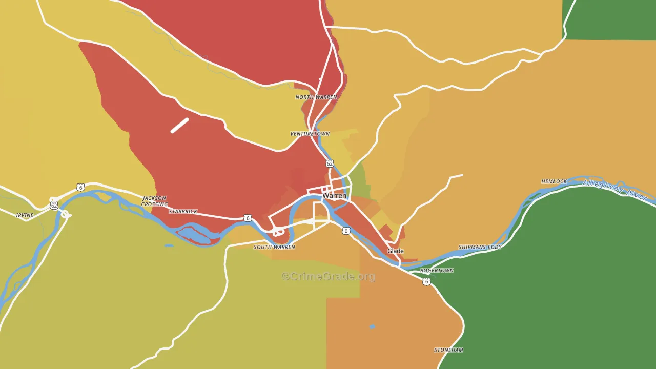 Warren, PA Map of Drug-Related Crime Rates