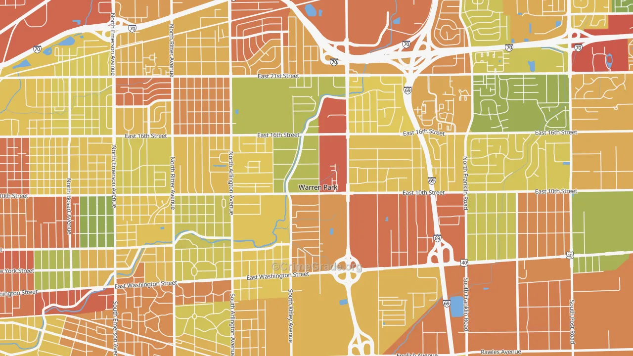 Warren Park, IN Map of Drug-Related Crime Rates