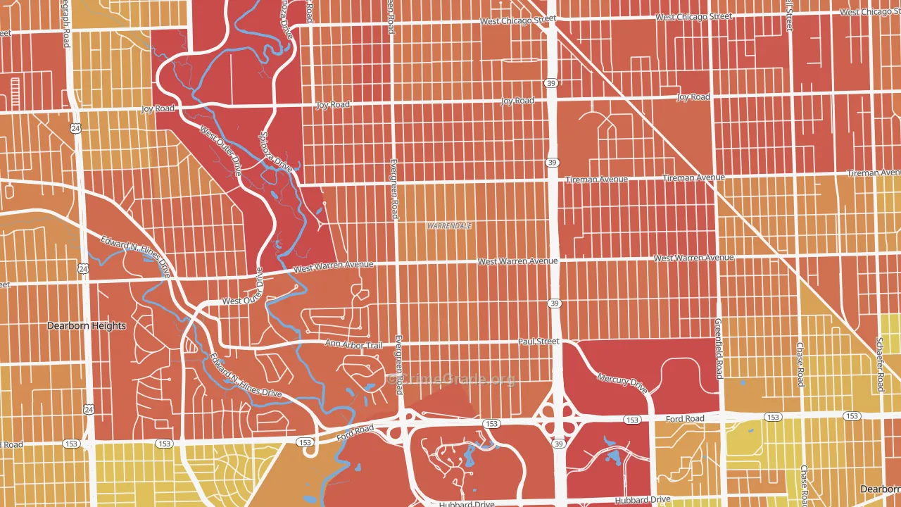 Warrendale, Detroit, MI Map of Drug-Related Crime Rates