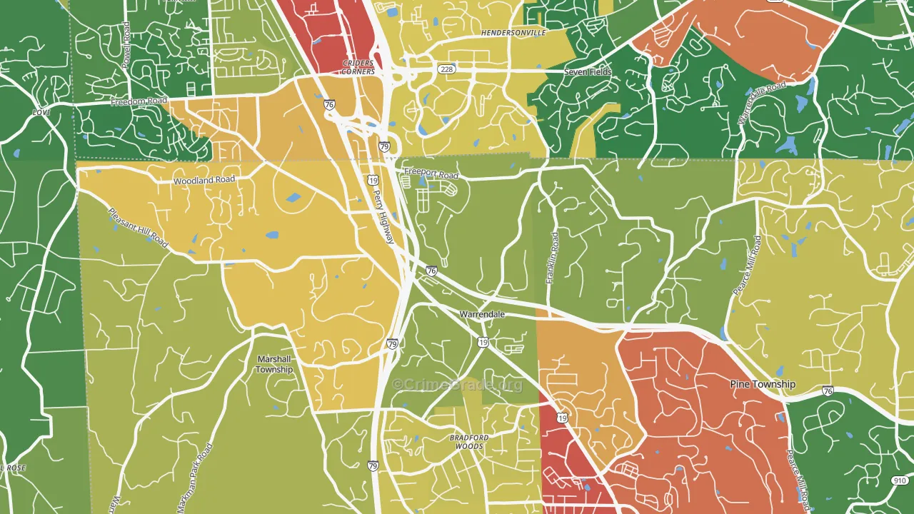Warrendale, PA Map of Drug-Related Crime Rates