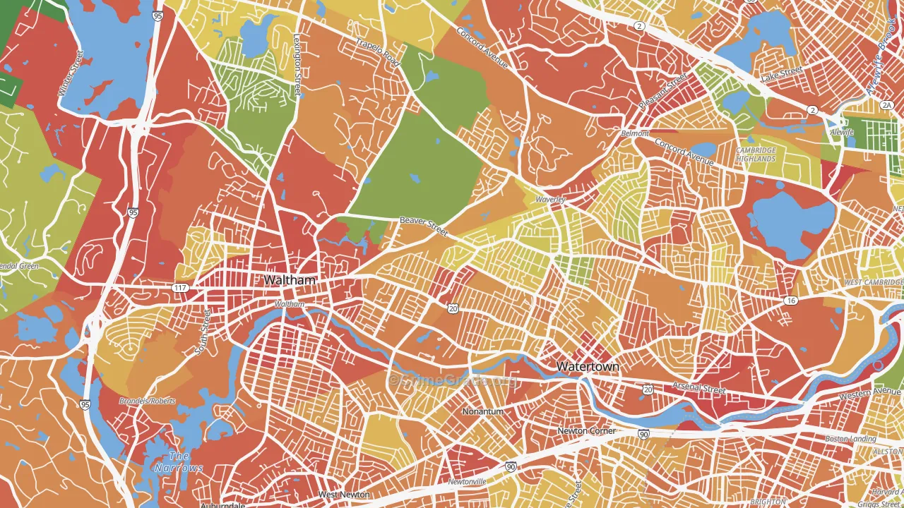 Warrendale, Waltham, MA Map of Drug-Related Crime Rates