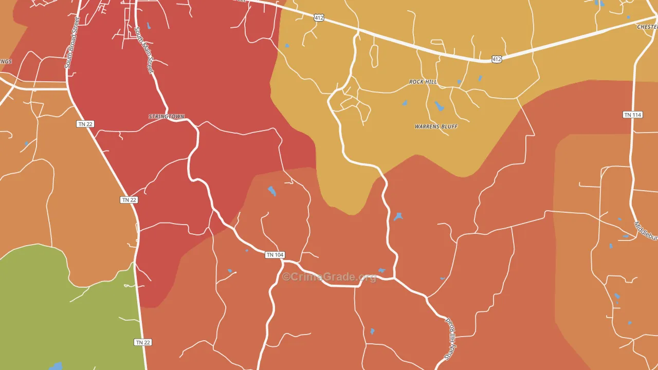 Warrens Bluff, TN Map of Drug-Related Crime Rates
