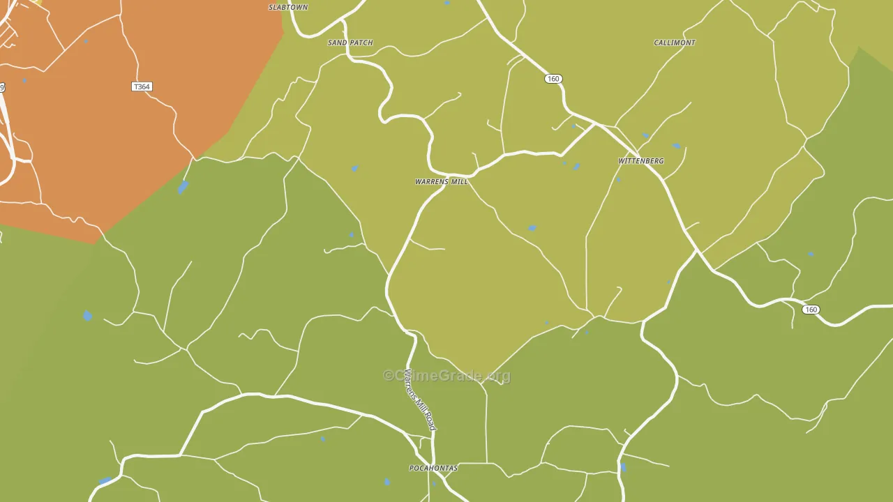 Warrens Mill, PA Map of Drug-Related Crime Rates