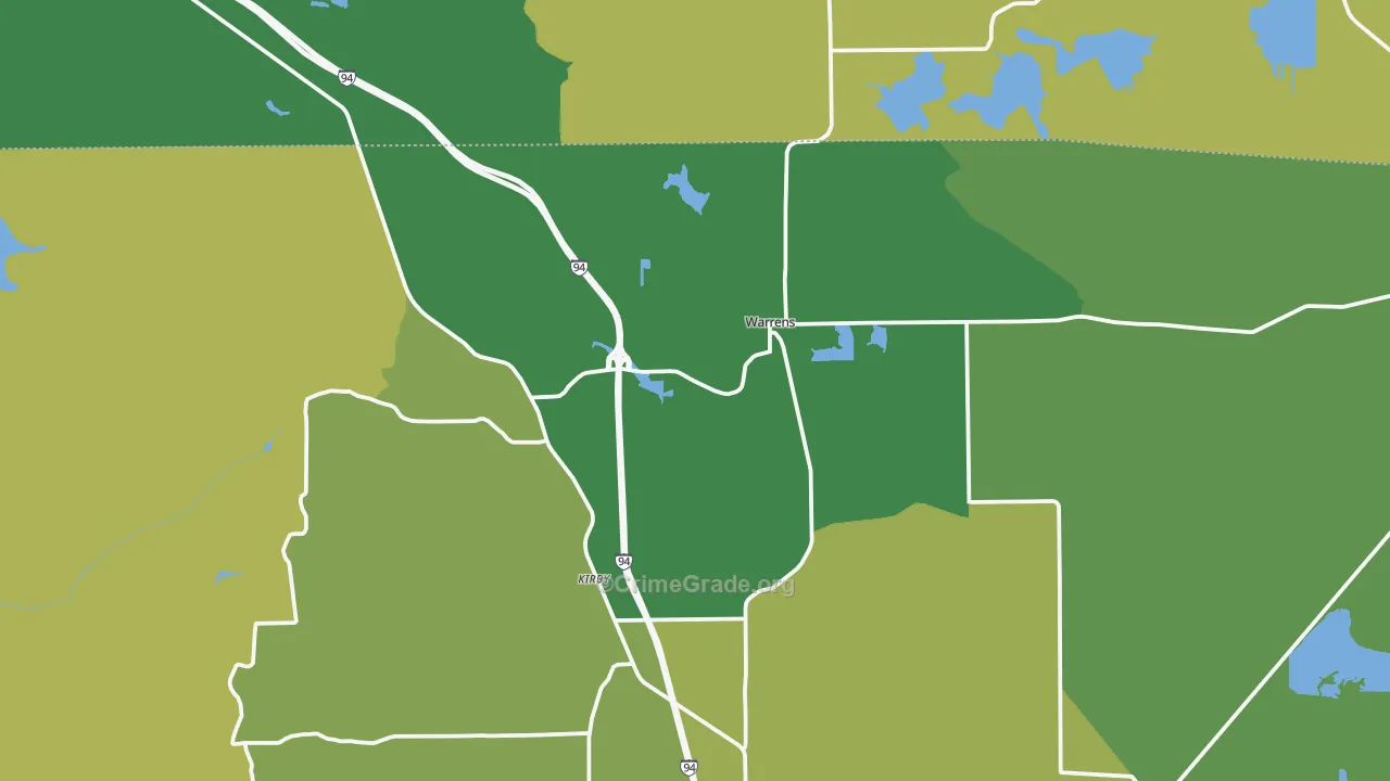 Warrens, WI Map of Drug-Related Crime Rates