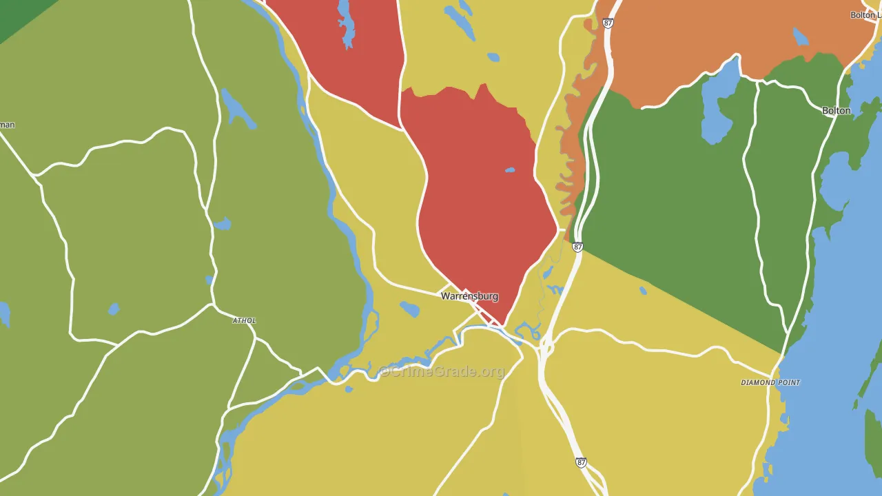 Warrensburg, NY Map of Drug-Related Crime Rates