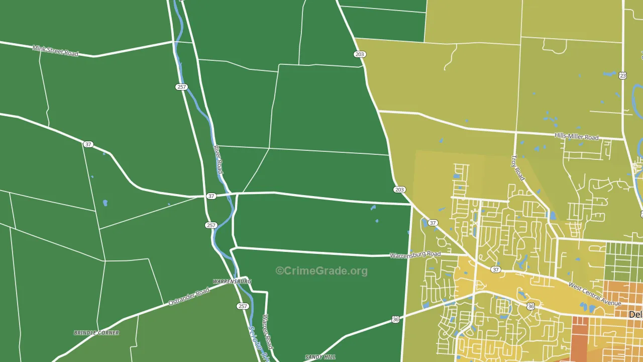 Warrensburg, OH Map of Drug-Related Crime Rates