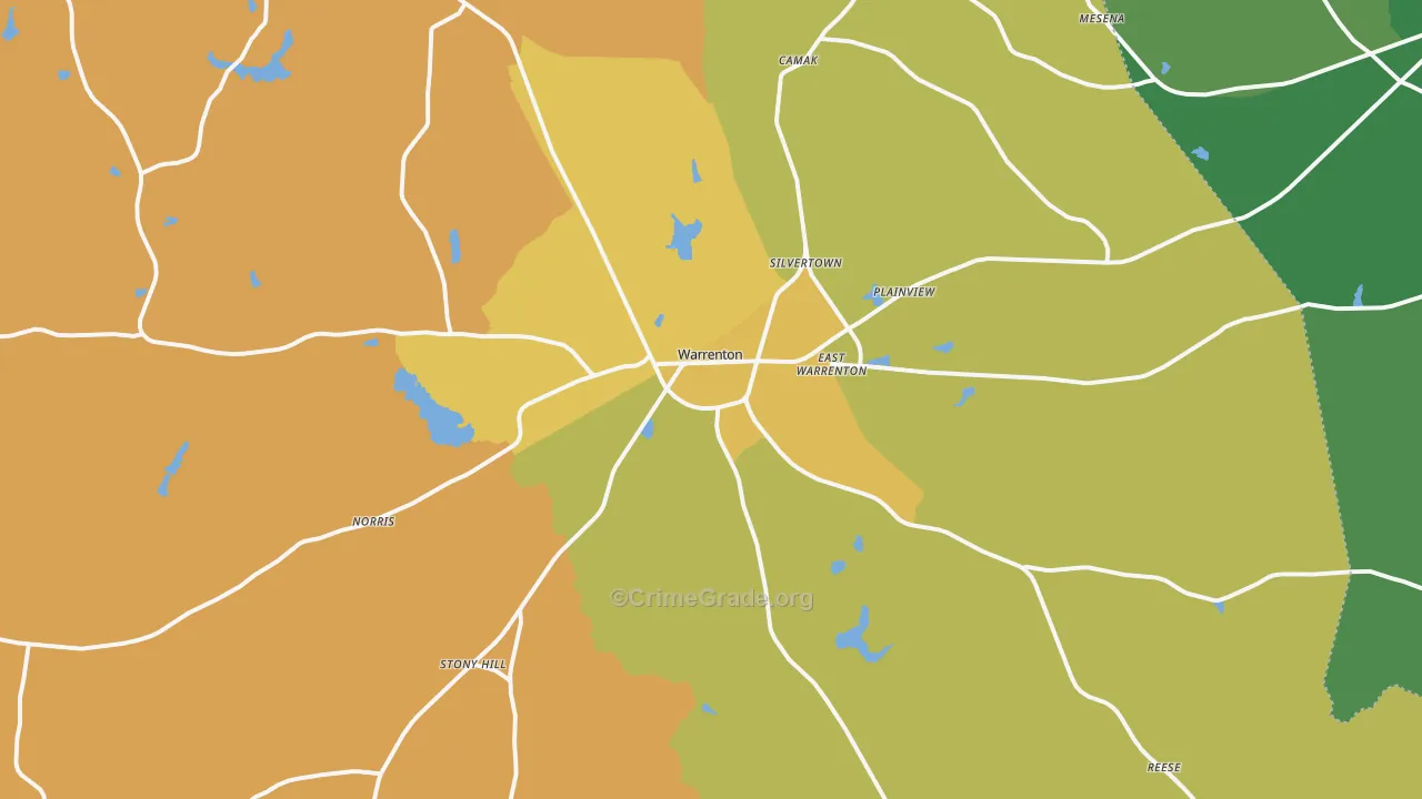 Warrenton, GA Map of Drug-Related Crime Rates