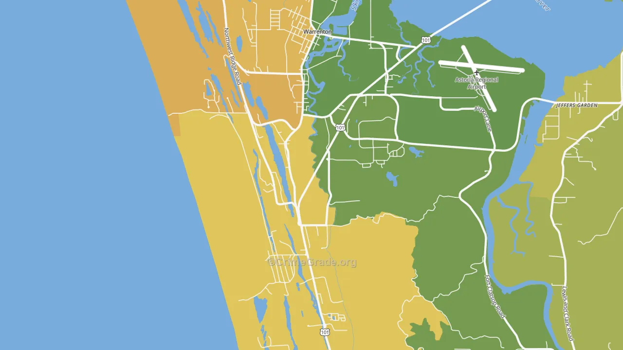 Warrenton, OR Map of Drug-Related Crime Rates