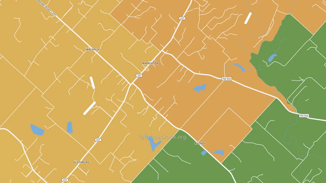 Warrenton, TX Map of Drug-Related Crime Rates