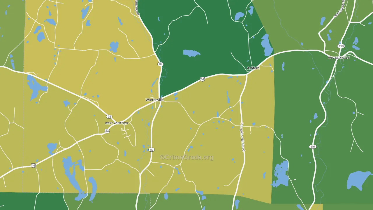 Warrenville, CT Map of Drug-Related Crime Rates